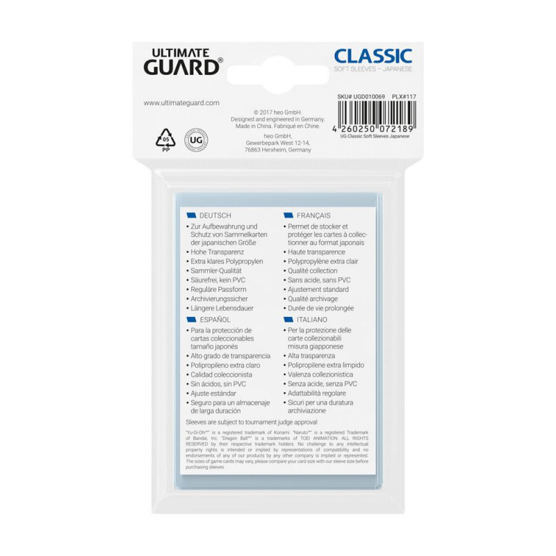 Ultimate Guard Classic Sleeves Japanese Size (100)